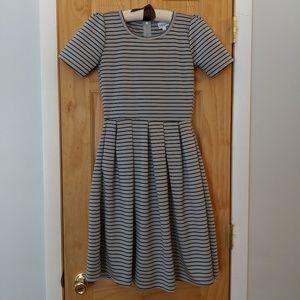 LuLaRoe Amelia black and gray striped dress, XS